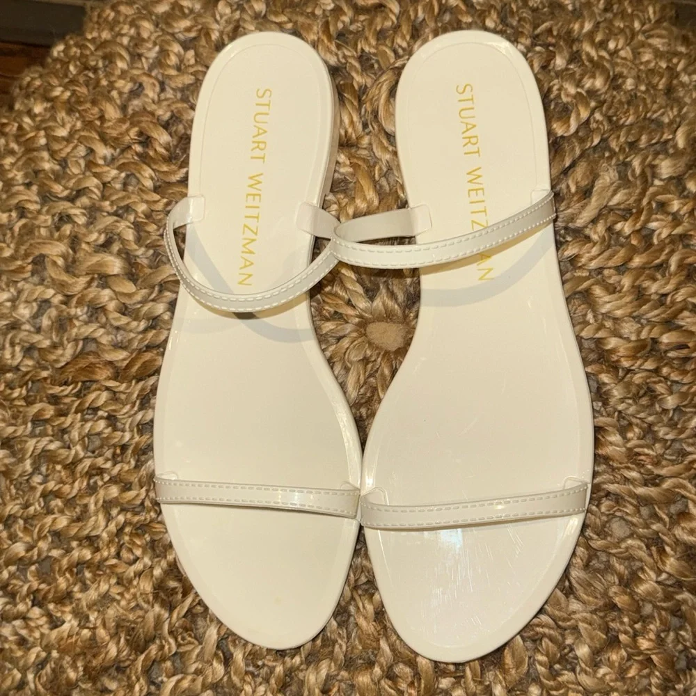 Stuart Weitzman Like-New Sawyer Slide Jelly Sandal in White Sz 10 Worn Once - Picture 6 of 7